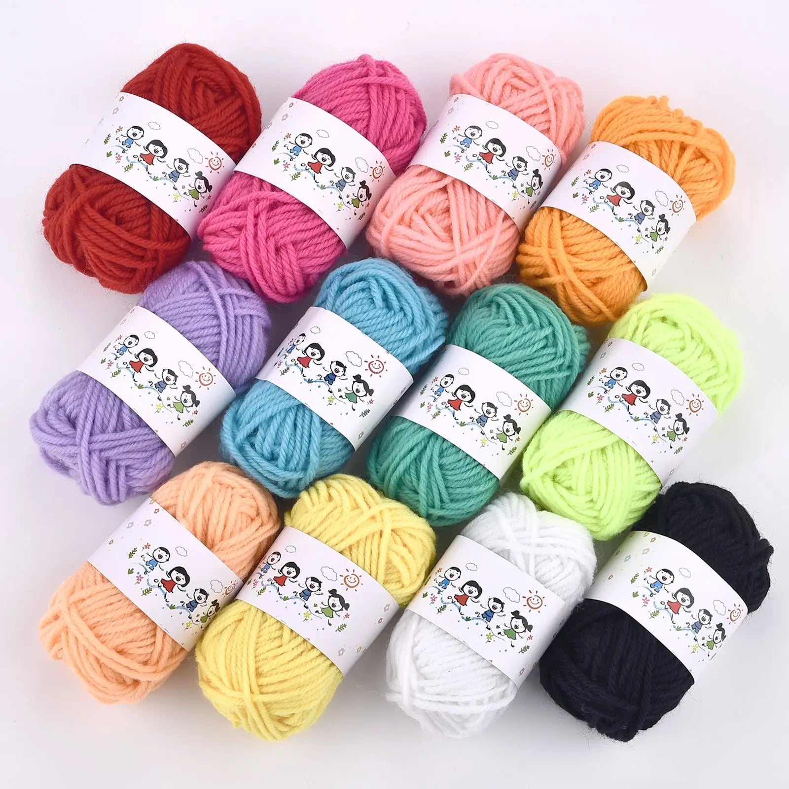 Colorful 12 Color Set Acrylic Yarn for Kids Knitting - Smarsty