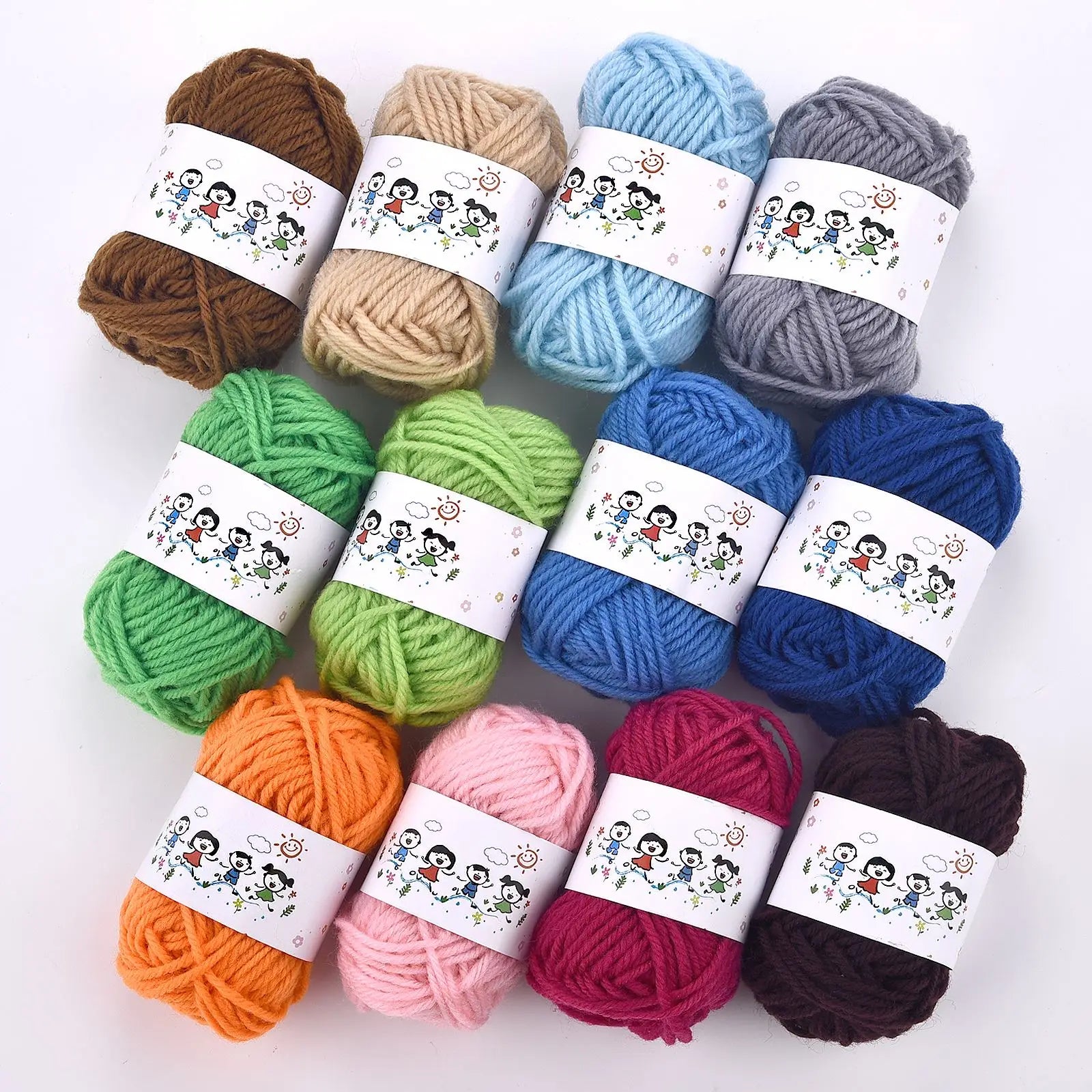 Colorful 12 Color Set Acrylic Yarn for Kids Knitting - Smarsty