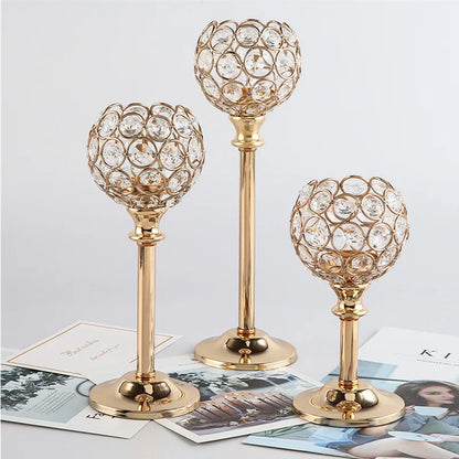 Golden Crystal Tealight Candle Holder for Home Decoration - Smarsty