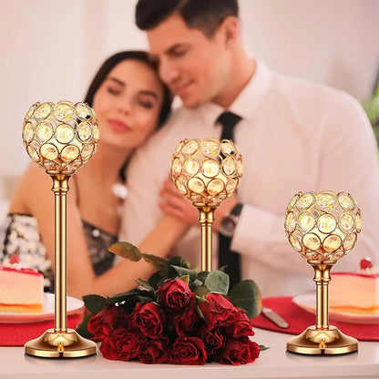 Golden Crystal Tealight Candle Holder for Home Decoration - Smarsty