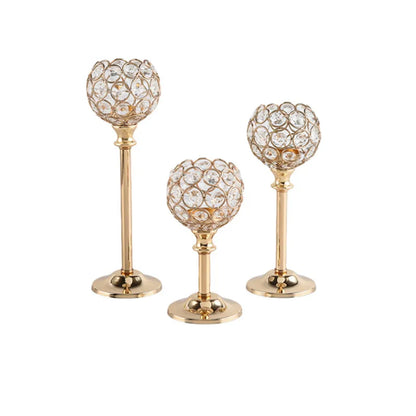 Golden Crystal Tealight Candle Holder for Home Decoration - Smarsty
