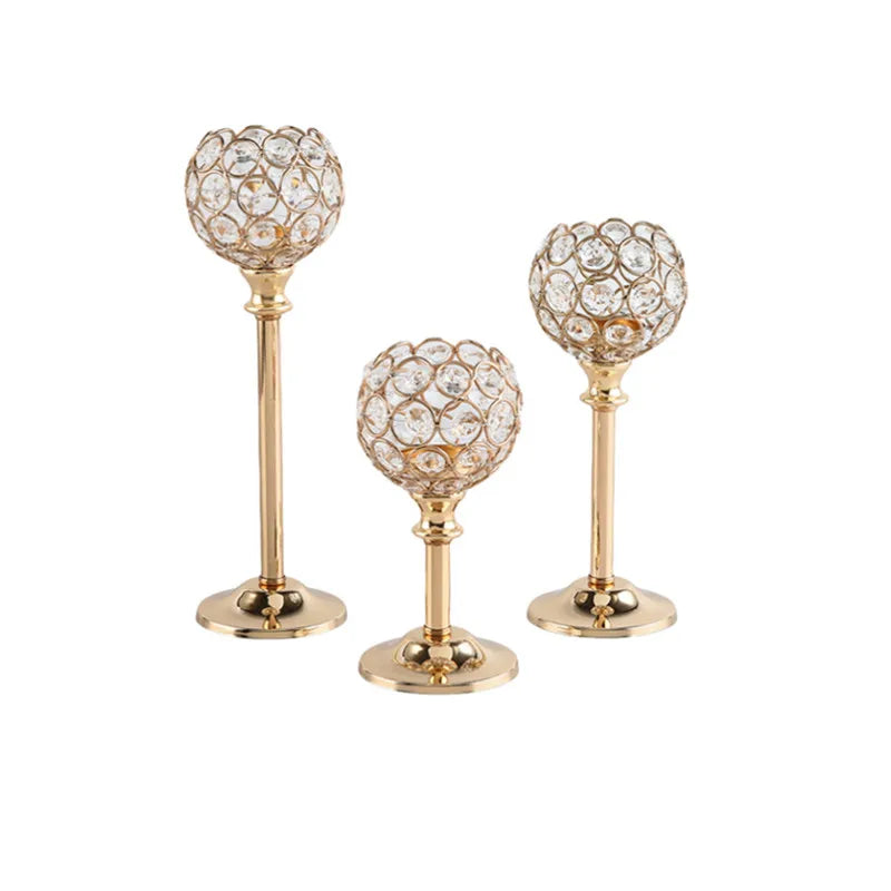 Golden Crystal Tealight Candle Holder for Home Decoration - Smarsty