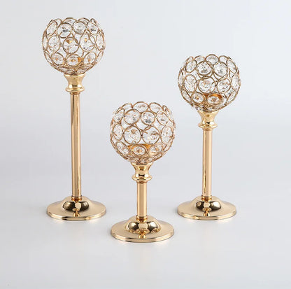Golden Crystal Tealight Candle Holder for Home Decoration - Smarsty