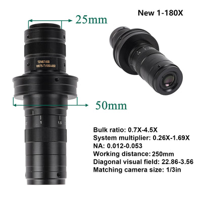 Adjustable 130X 150X 180X Microscope Zoom Lens - Smarsty