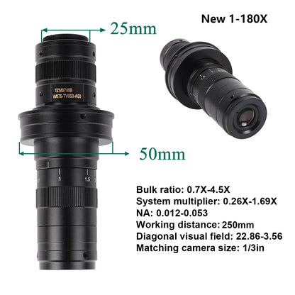 Adjustable 130X 150X 180X Microscope Zoom Lens - Smarsty