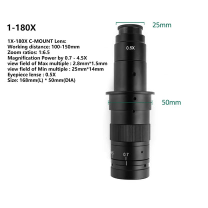 Adjustable 130X 150X 180X Microscope Zoom Lens - Smarsty