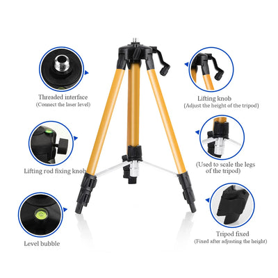 Adjustable Height Laser Level Tripod with Anti-Corrosion Coating - Smarsty