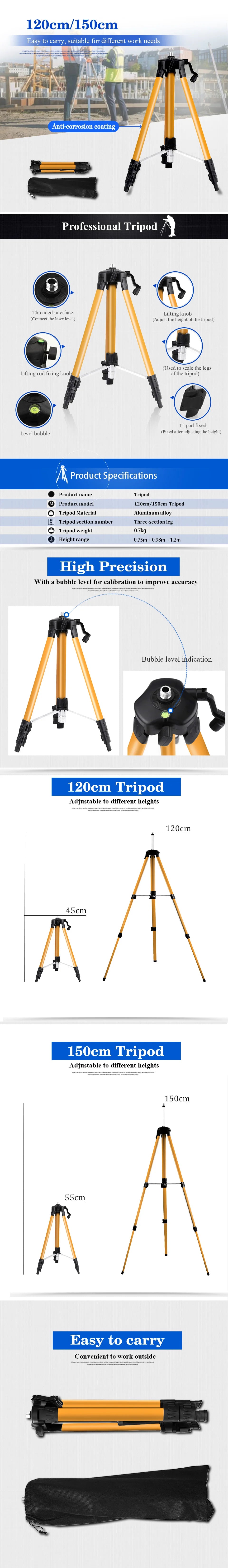 Adjustable Height Laser Level Tripod with Anti-Corrosion Coating - Smarsty