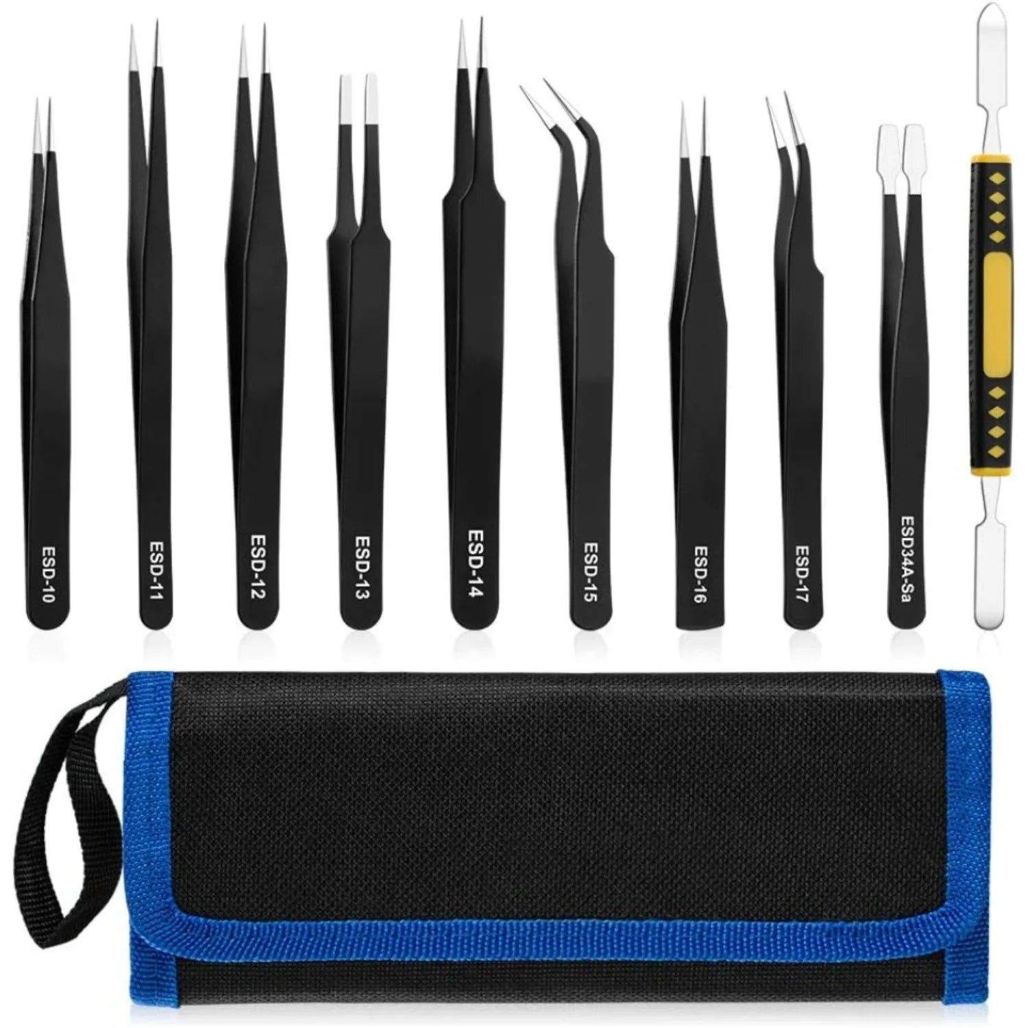 Precision Stainless Steel Tweezers Set for Industrial Repair - Smarsty