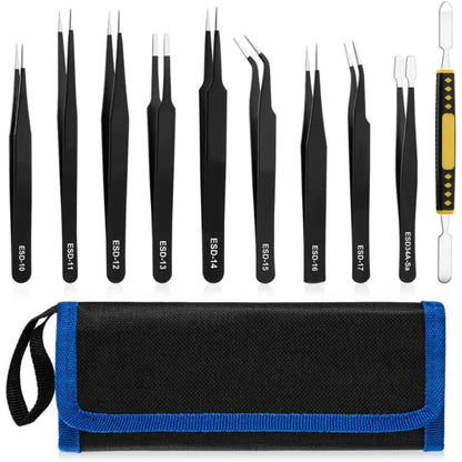 Precision Stainless Steel Tweezers Set for Industrial Repair - Smarsty