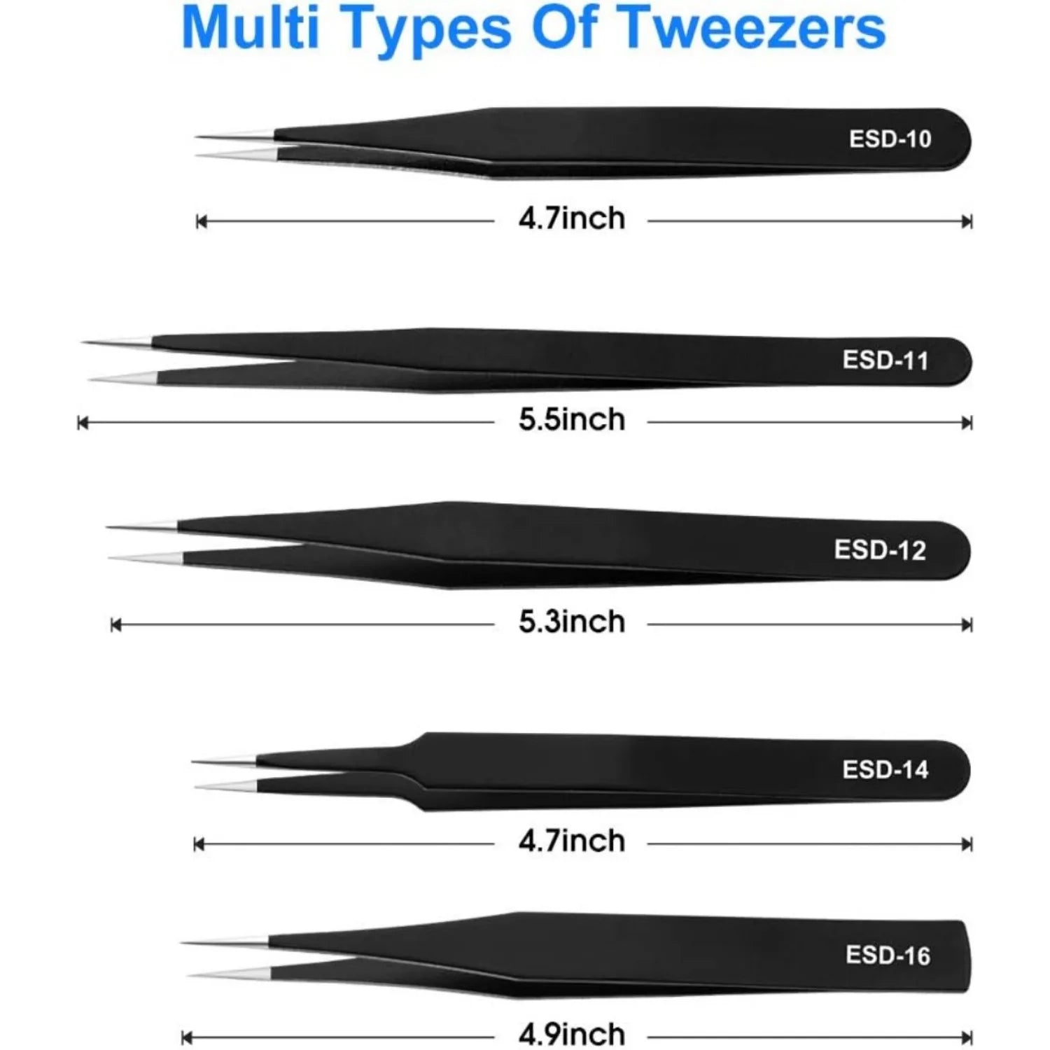 Precision Stainless Steel Tweezers Set for Industrial Repair - Smarsty