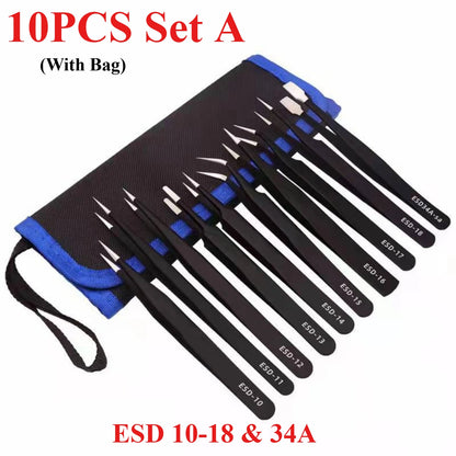 Precision Stainless Steel Tweezers Set for Industrial Repair - Smarsty