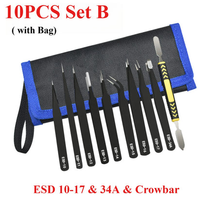 Precision Stainless Steel Tweezers Set for Industrial Repair - Smarsty