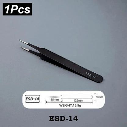 Precision Stainless Steel Tweezers Set for Industrial Repair - Smarsty