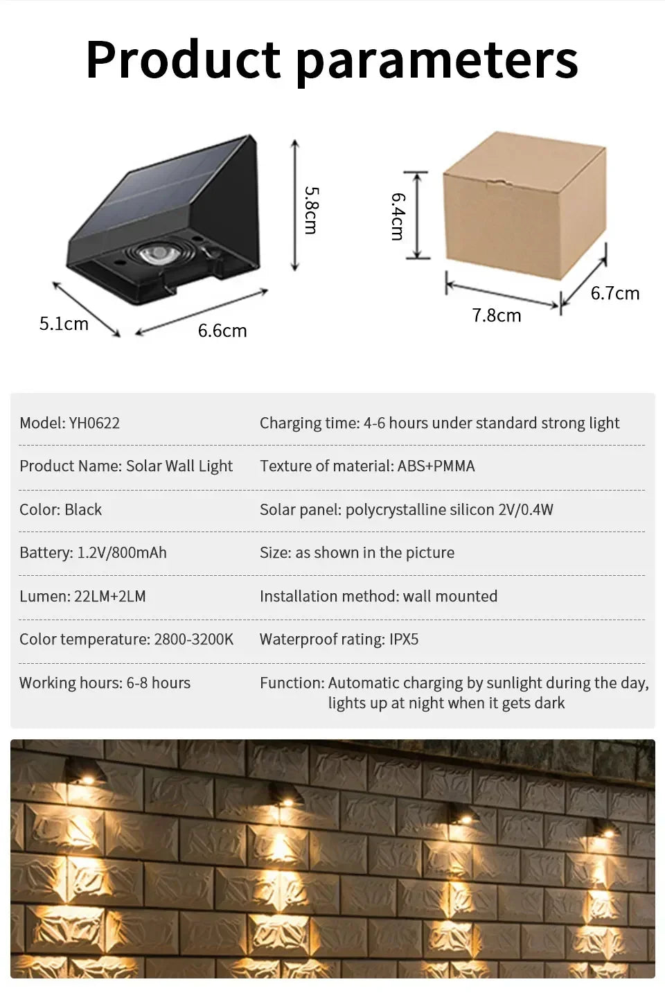 Solar Wall Light Outdoor Waterproof LED for Garden - Smarsty