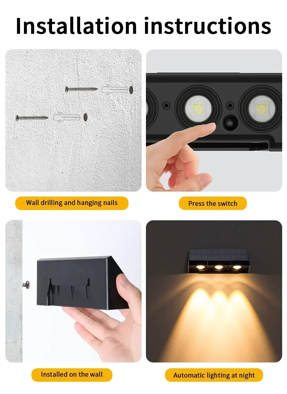 Solar Wall Light Outdoor Waterproof LED for Garden - Smarsty
