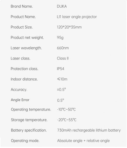 DUKA LI1 Laser Protractor with Type-C Charging - Smarsty