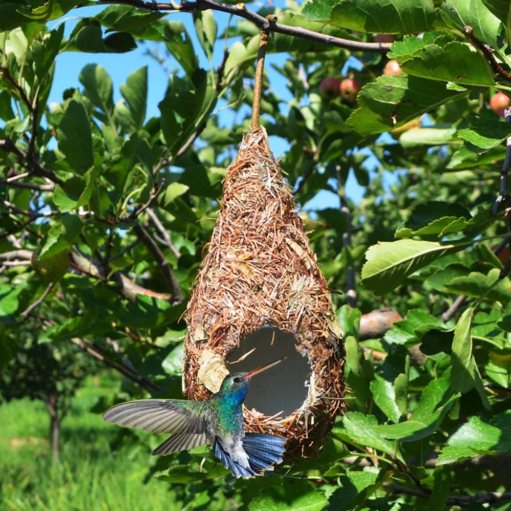 Natural Grass Bird House for Hummingbirds Cozy Nesting - Smarsty