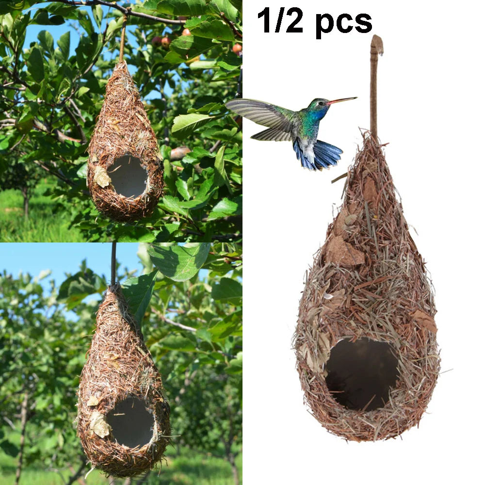 Natural Grass Bird House for Hummingbirds Cozy Nesting - Smarsty