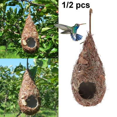 Natural Grass Bird House for Hummingbirds Cozy Nesting - Smarsty