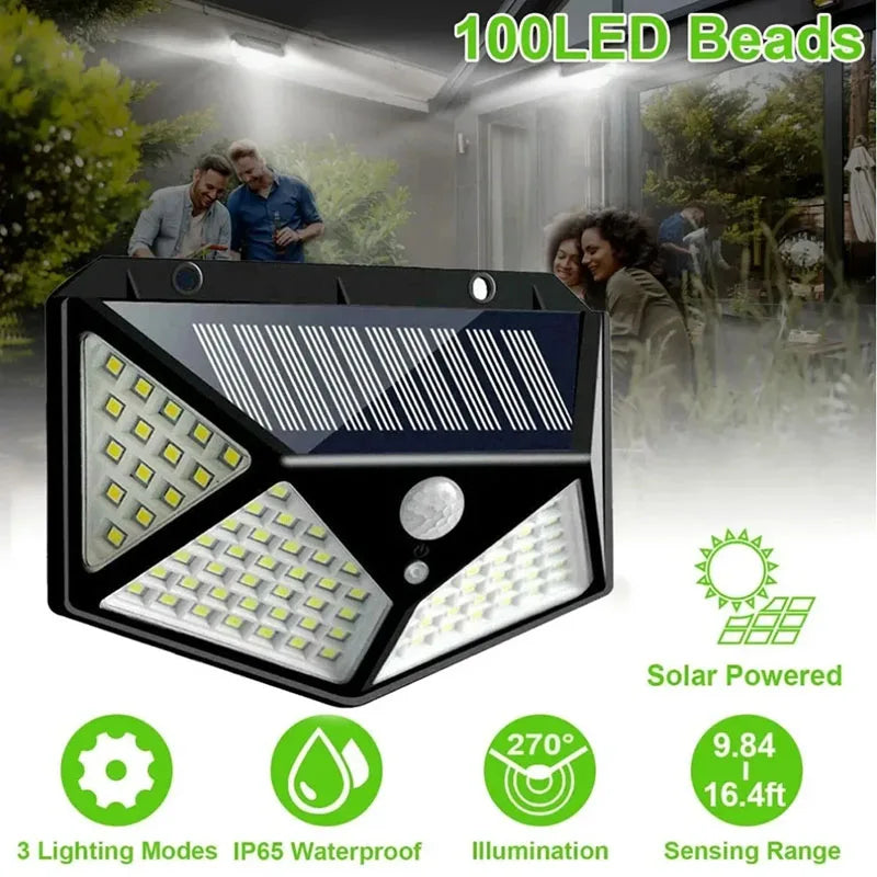 100 LED Solar Powered Motion Sensor Wall Light - Smarsty