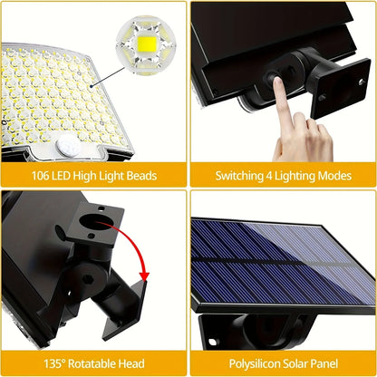 3 Modes Waterproof Solar Motion Sensor Lights - Smarsty