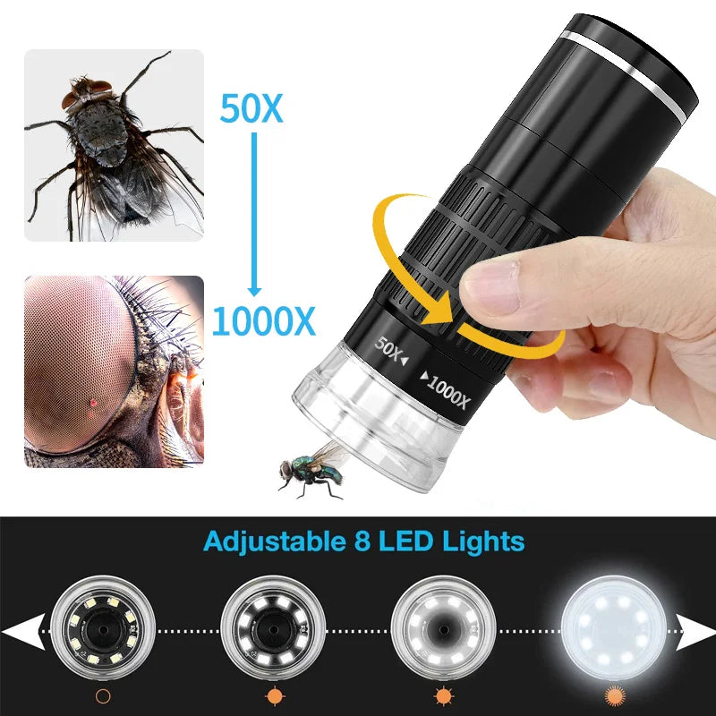 Wireless Digital Microscope 50X-1000X Portable Magnification - Smarsty