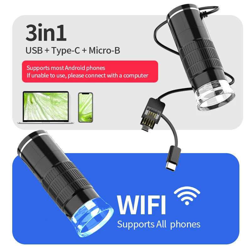 Wireless Digital Microscope 50X-1000X Portable Magnification - Smarsty