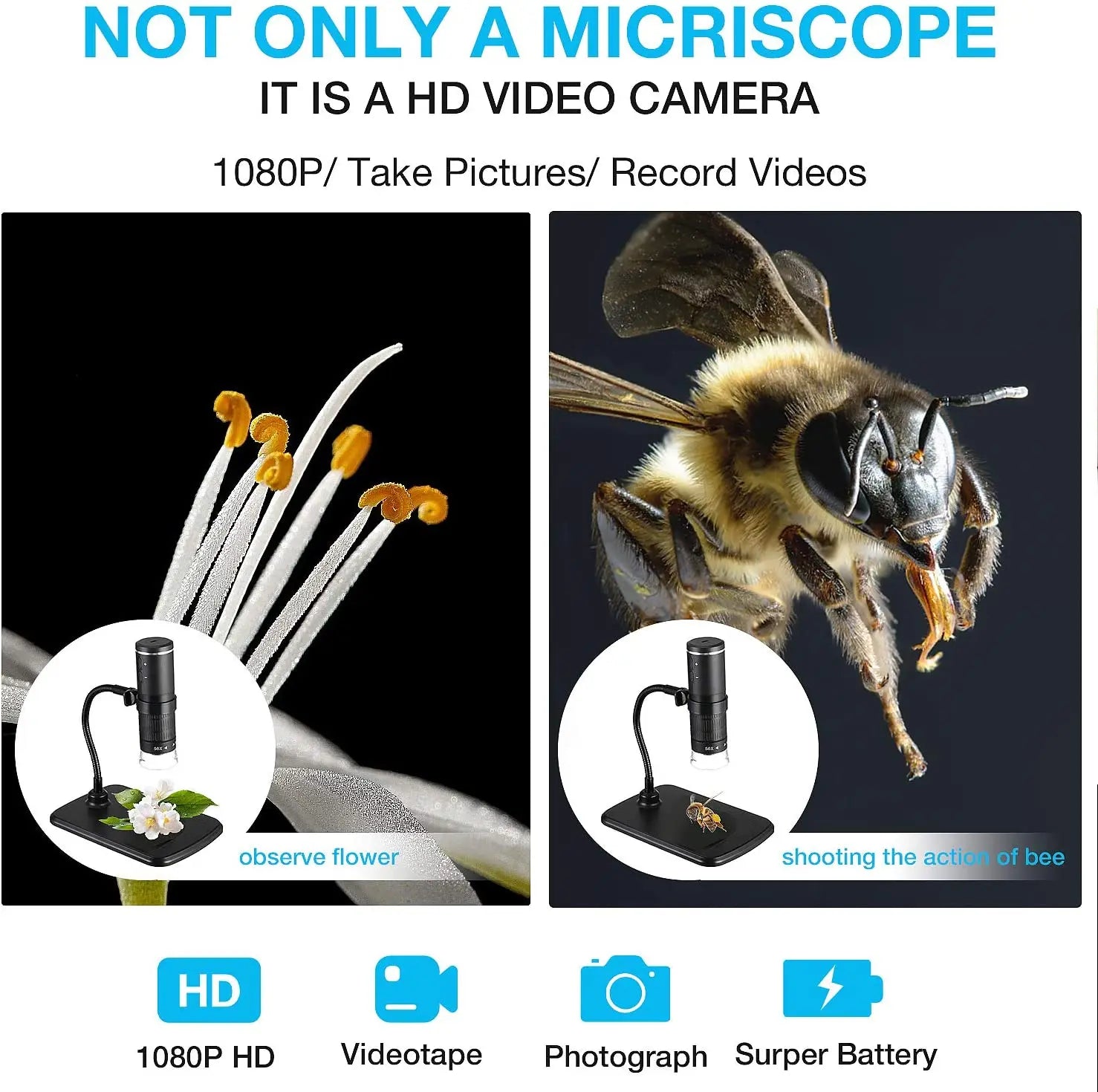 Wireless Digital Microscope 50X-1000X Portable Magnification - Smarsty