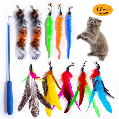 11 Piece Cat Feather Toy Replacement Set - Smarsty