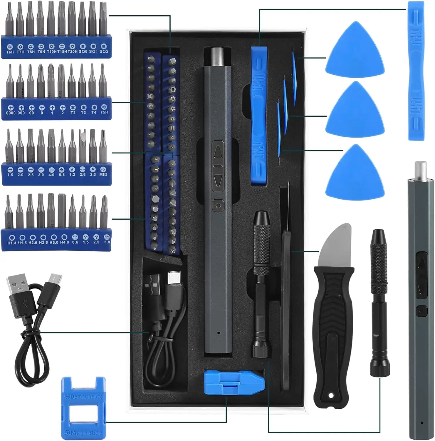 Cordless Electric Screwdriver Set with Fast Charging - Smarsty
