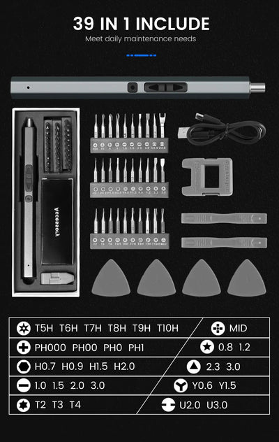 Cordless Electric Screwdriver Set with Fast Charging - Smarsty