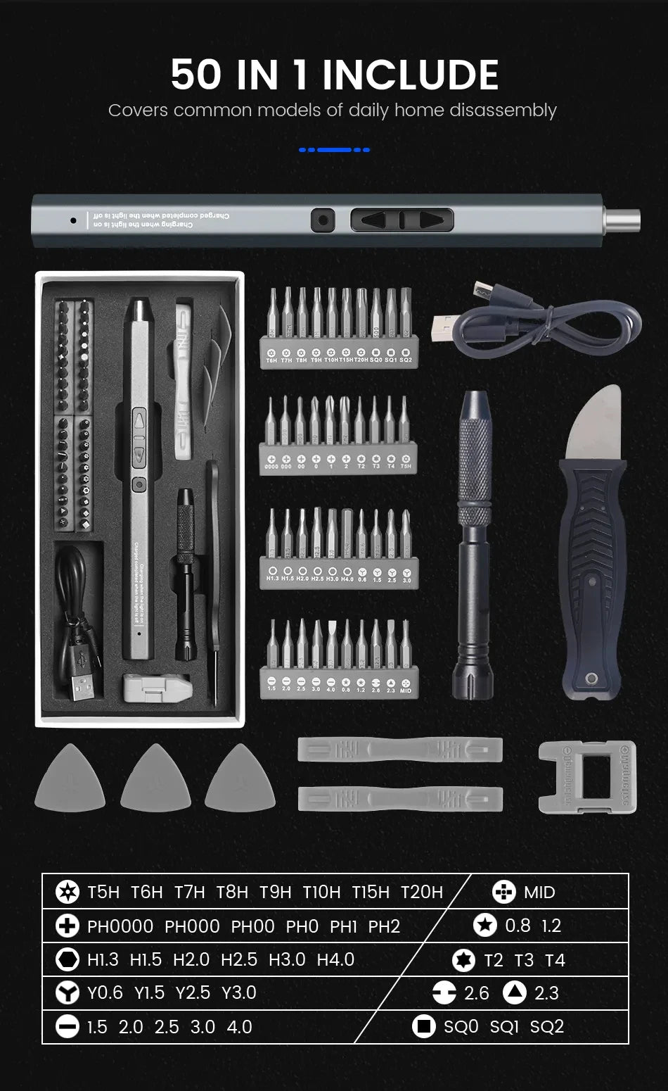 Cordless Electric Screwdriver Set with Fast Charging - Smarsty