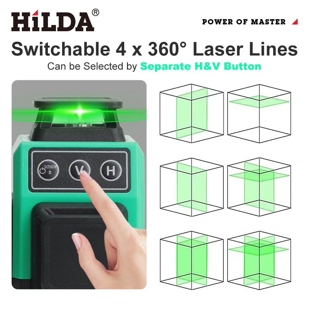HILDA 16 Line Laser Level with Green Beam Precision - Smarsty