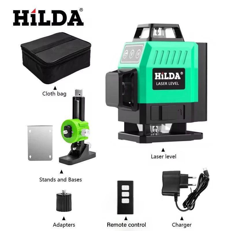 HILDA 16 Line Laser Level with Green Beam Precision - Smarsty