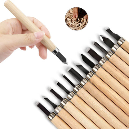12pcs Professional Wood Carving Chisel Set for Precision Crafting - Smarsty