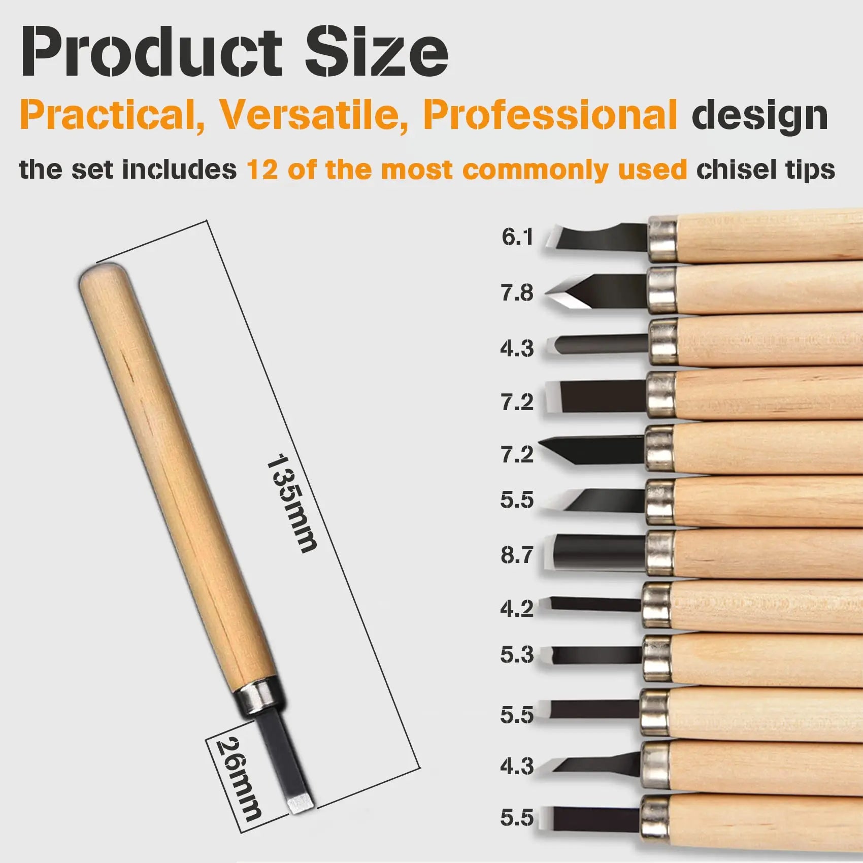 12pcs Professional Wood Carving Chisel Set for Precision Crafting - Smarsty
