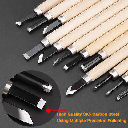 12pcs Professional Wood Carving Chisel Set for Precision Crafting - Smarsty