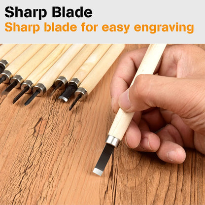 12pcs Professional Wood Carving Chisel Set for Precision Crafting - Smarsty