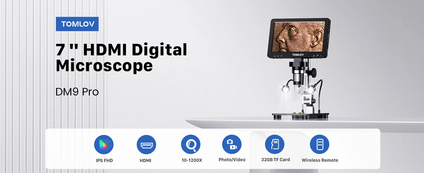 TOMLOV DM9 Pro HDMI Digital Microscope with 16MP Clarity - Smarsty