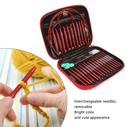 Interchangeable Knitting Needles Set with Multiple Sizes - Smarsty
