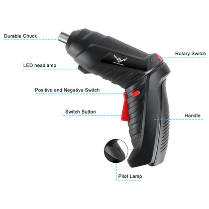 Cordless Screwdriver Set with 1800mAh Lithium Battery - Smarsty