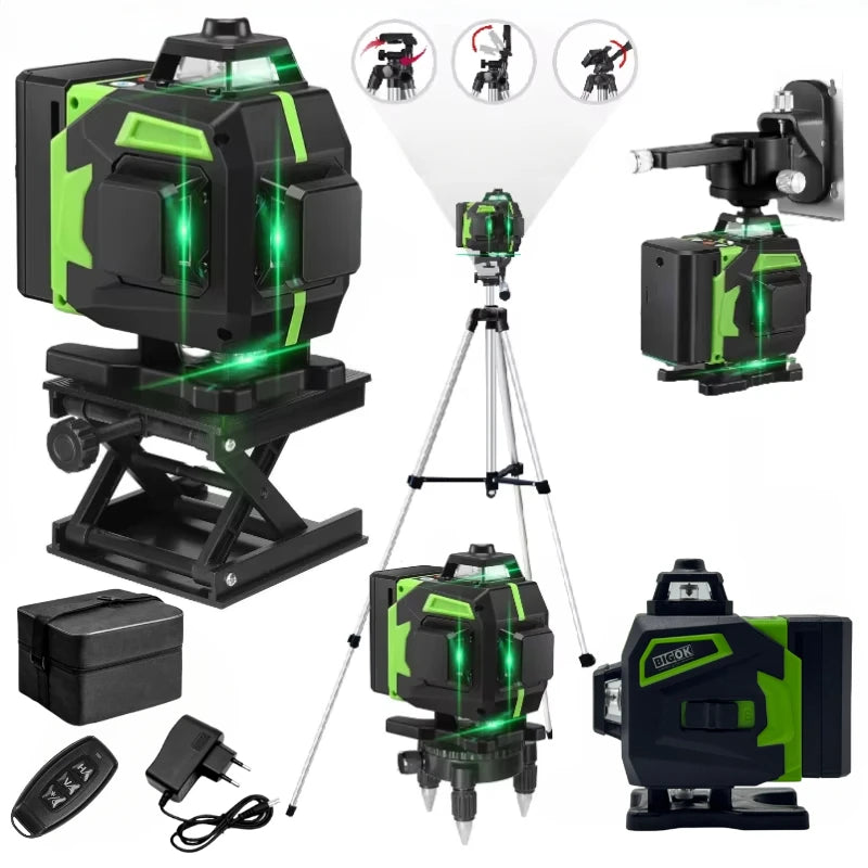 16 Lines Green Laser Level with Self-Leveling Feature - Smarsty