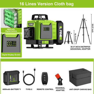 Lfine 4D 16 Lines Laser Level with Tripod - Smarsty