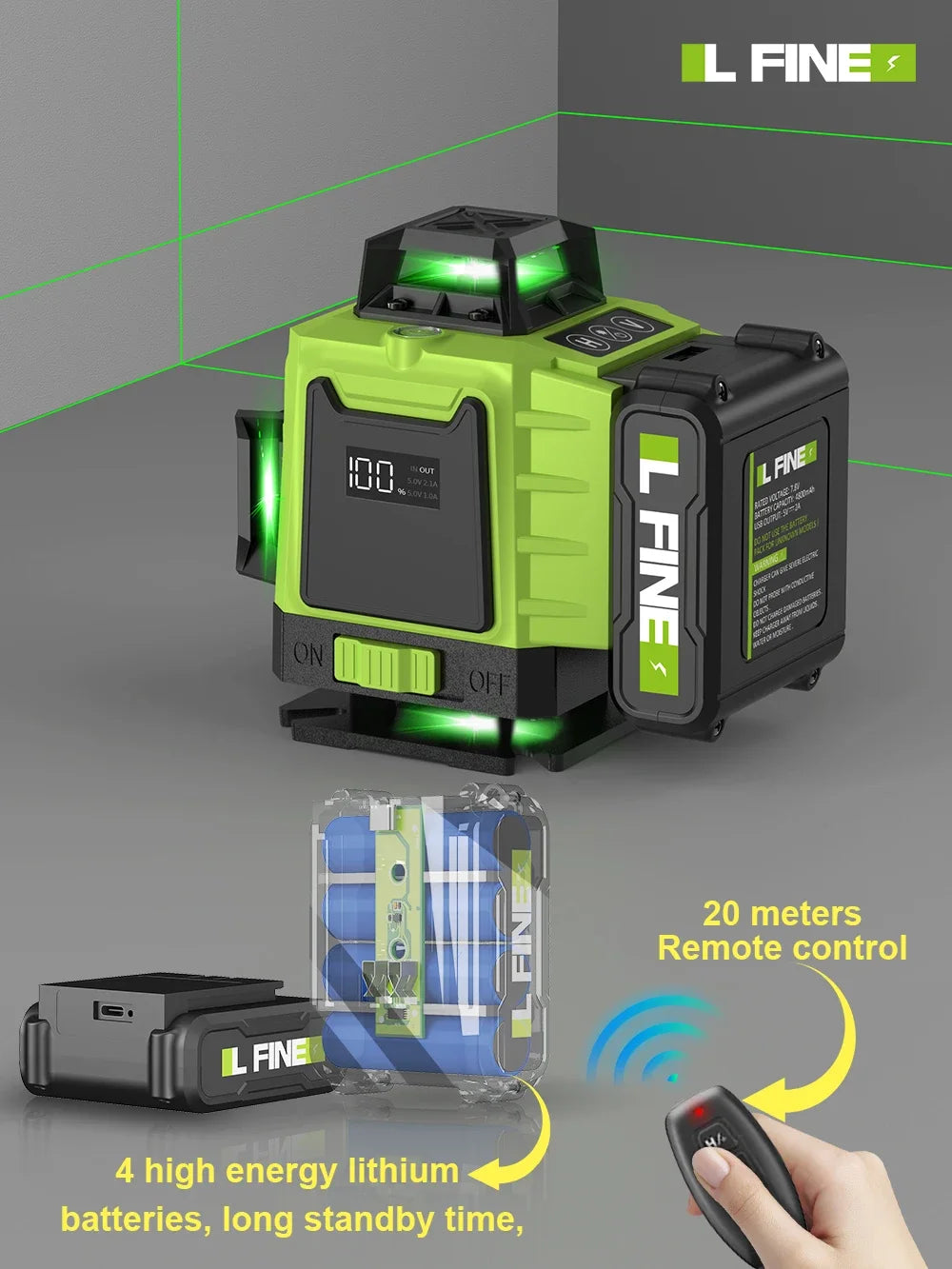 LFINE 16 Line 360 Degree Self-Leveling Laser Level - Smarsty