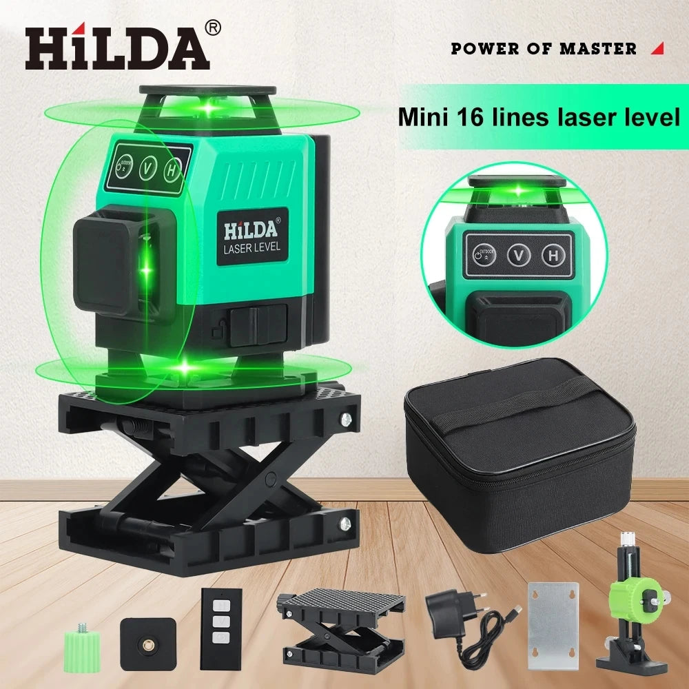 HILDA 16 Line Green Beam Laser Level with Self Leveling Feature - Smarsty