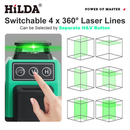 HILDA 16 Line Green Beam Laser Level with Self Leveling Feature - Smarsty