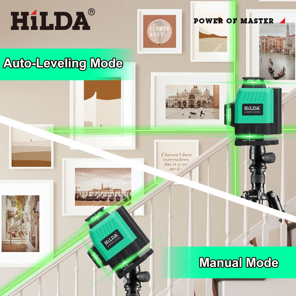 HILDA 16 Line Green Beam Laser Level with Self Leveling Feature - Smarsty