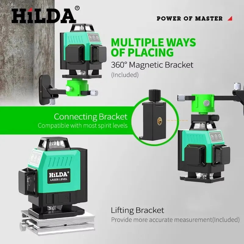 HILDA 16 Line Green Beam Laser Level with Self Leveling Feature - Smarsty