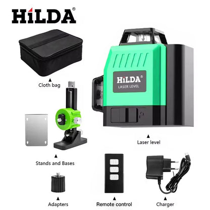 HILDA 16 Line Green Beam Laser Level with Self Leveling Feature - Smarsty